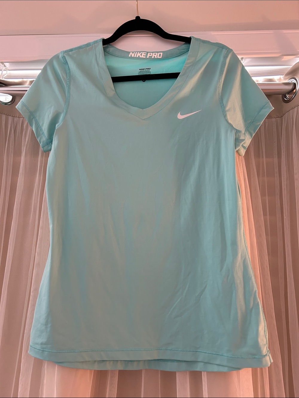 Nike Pro Women's Aqua V-Neck Short Sleeve Performance Tee